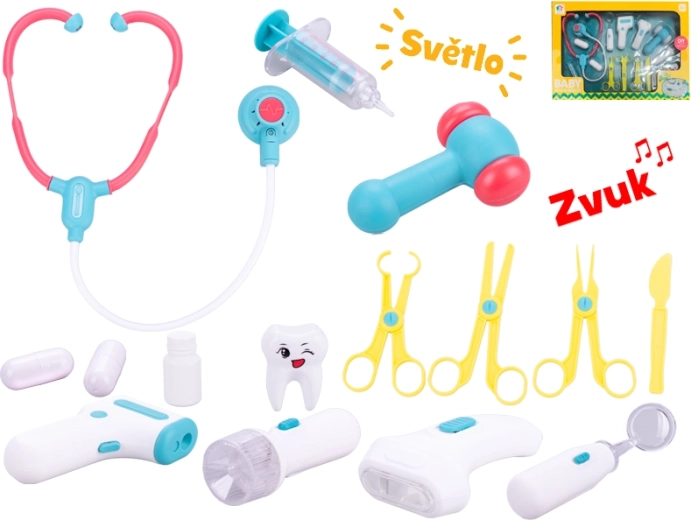 Zestaw lekarski z efektami świetlnymi i dźwiękowymi na baterie