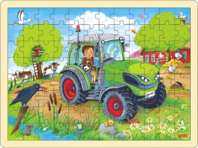Goki drewniane puzzle traktor 96 elementów