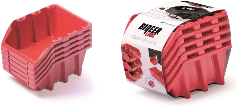 Zestaw pojemników Bineer Long, 5 szt., czerwony