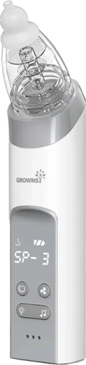 Elektryczny aspirator do nosa Grownsy z 3 końcówkami, szary