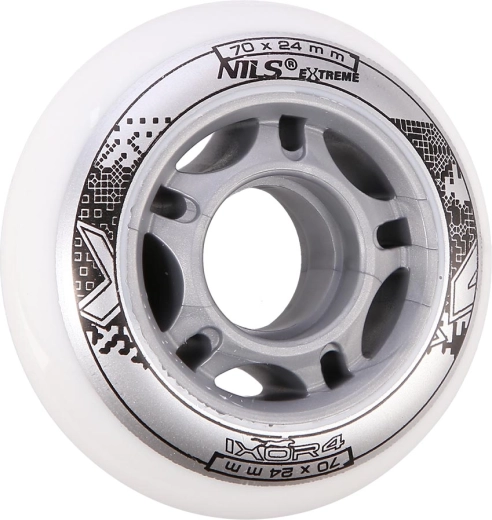 Kółka do rolek inline NILS EXTREME PU 70 × 24 białe (4 szt.)