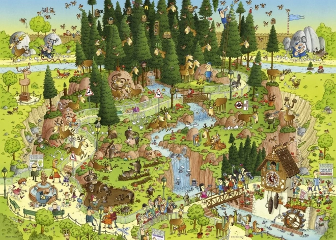 HEYE Puzzle Szalona ZOO: Wystawa Czarny Las 1000 elementów