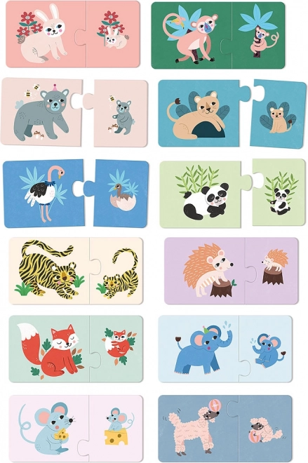 Drewniane puzzle młode i mamy Vilac