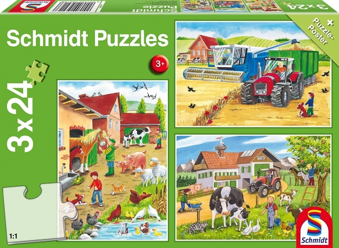Puzzle Schmidt Na farmie 3x24 elementów
