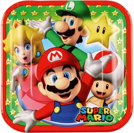 Papierowe talerzyki Super Mario 18 × 18 cm (8 szt.)
