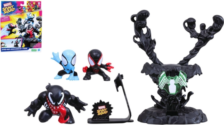 Spider-Man i Miles Morales vs Venom – gumowe figurki z wyrzutnią