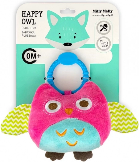 Zawieszana pluszowa sówka Happy owl różowa