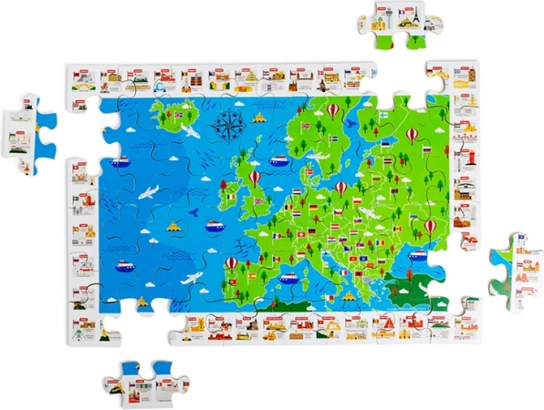 Bigjigs Toys drewniane podłogowe puzzle mapa Europy – 48 elementów