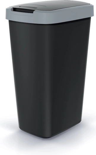 Kosz na śmieci Compacta Q Flap 45 l, czarny z jasnoszarą pokrywą