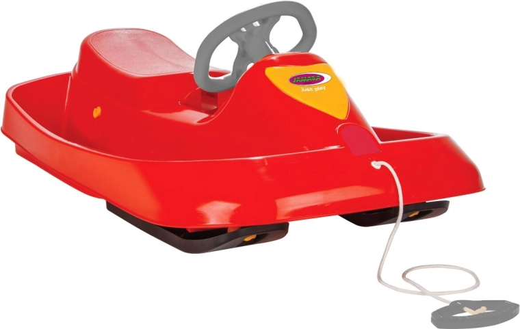 Dziecięcy bob Snow Play Ralley 100 cm czerwony z kierownicą i hamulcem