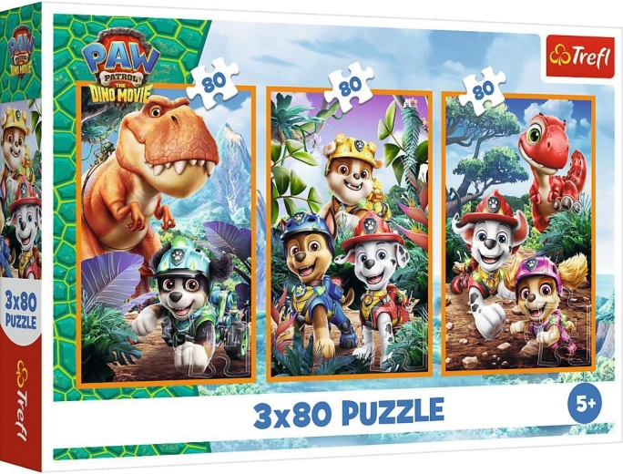 Puzzle 3w1 Psi Patrol: dinozaurzy bohaterowie (3×80 elementów)