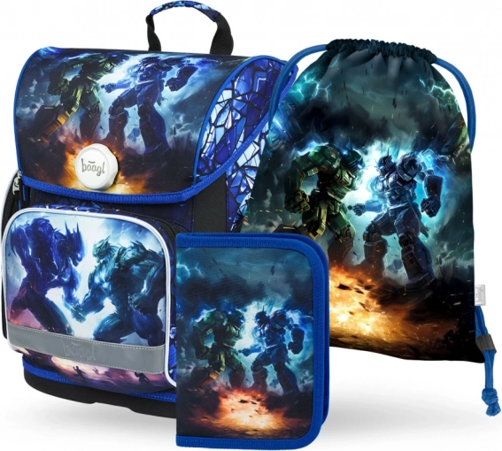 BAAGL ZESTAW 3 Ergo Roboti: tornister, piórnik, worek