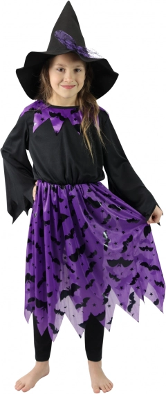 Dziecięcy kostium czarownicy z kapeluszem i nietoperzami