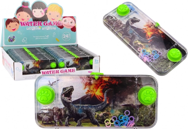 Wodna gra zręcznościowa dinozaur Carnotaurus – kieszonkowa konsola z zielonymi przyciskami