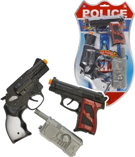 policyjny zestaw z 2 pistoletami i krótkofalówką