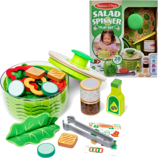 Melissa & Doug dziecięcy zestaw do przygotowywania sałatki z wirówką, 28 elementów