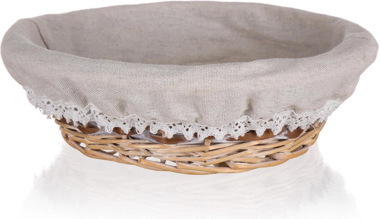 Okrągły koszyk wiklinowy Duo 26 × 8 cm z koronką