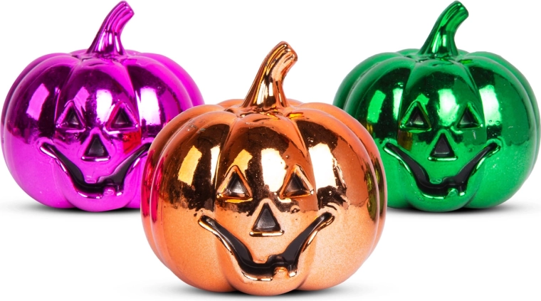 Błyszcząca dekoracja halloweenowa w kształcie dyni, 6 cm, 3 szt.