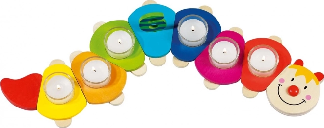 Goki urodzinowa gąsienica Kamila – drewniana dekoracja na odświętny stół