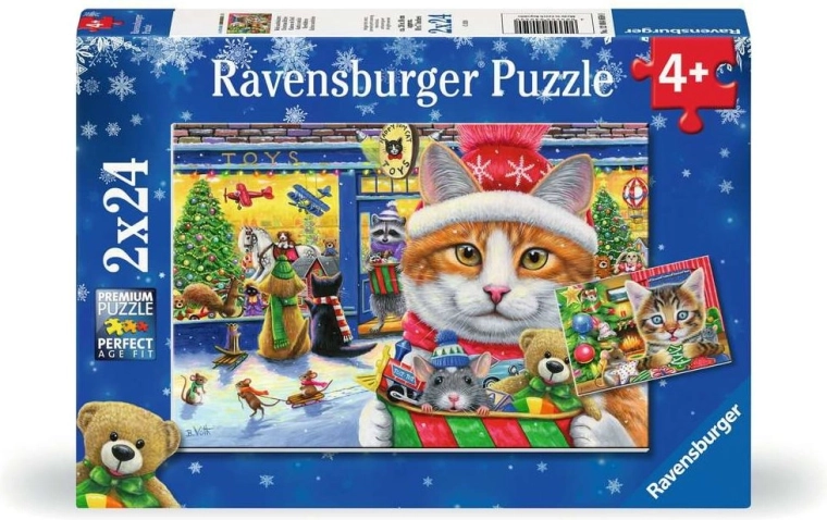 Ravensburger puzzle Świąteczne kocięta 2×24 elementy