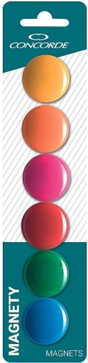 Kolorowe magnesy CONCORDE 30 mm, zestaw 6 szt.