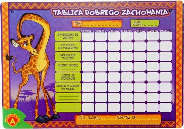 Tabela dobrego zachowania – mała, suchościeralna