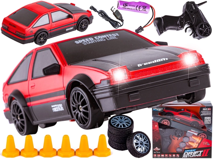 Driftowe auto RC Toyota 1:24 2,4 GHz 4WD czerwono-czarne