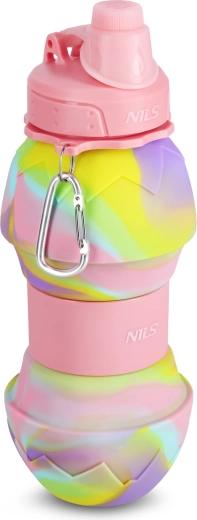 Składana silikonowa butelka NILS Camp 700 ml różowa