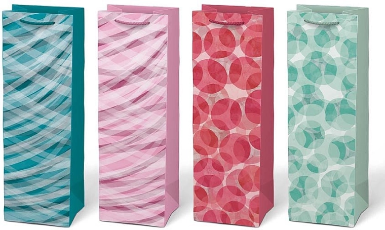 Papierowa torebka prezentowa na butelkę z nadrukiem, mix motywów