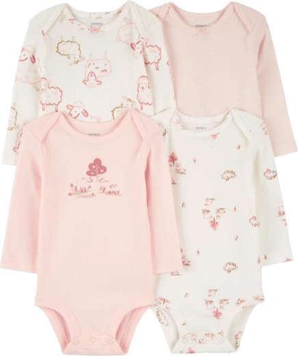 Carter’s dziewczęce body z długim rękawem Pink/Ivory, zestaw 4 szt., rozm. 56