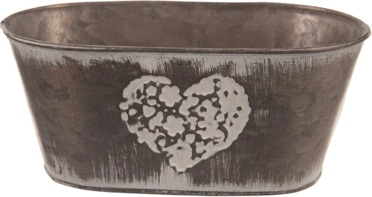 Metalowa osłonka na doniczkę w kształcie serca, brązowa 20 × 12 × 10 cm