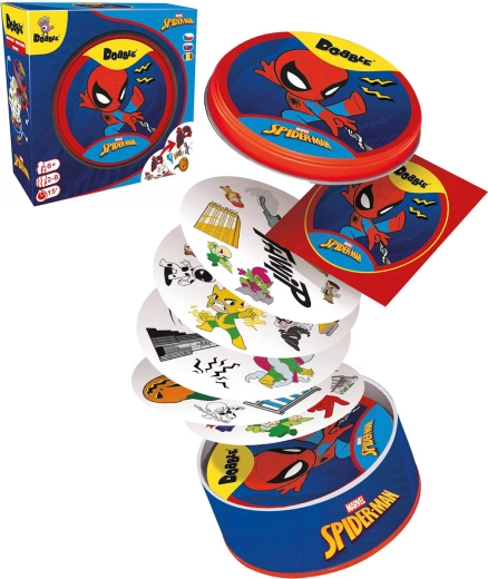 Asmodee Dobble Spider-Man – spostrzegawcza gra towarzyska w metalowym pudełku