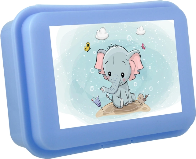 Pudełko śniadaniowe ze słonikiem z zatrzaskiem klik, plastik, mix kolorów 16 × 11 × 5,5 cm