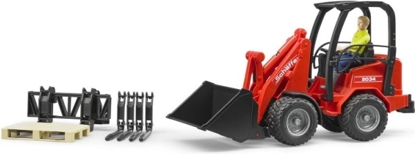 Czerwony ładowacz Bruder Schäffer 2034 z figurką i akcesoriami