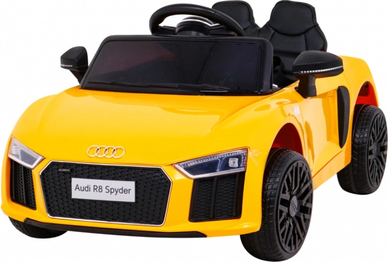 Audi R8 na akumulator dla dzieci żółty + Zdalne sterowanie + EVA + Wolny start + MP3 LED