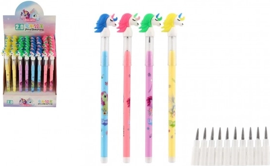 Ołówek z jednorożcem z wymiennymi rysikami, 4 kolory
