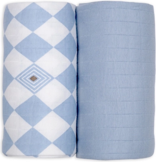 Lodger otulacz z bawełny organicznej 110 × 110 cm, blue fogg – 2 sztuki