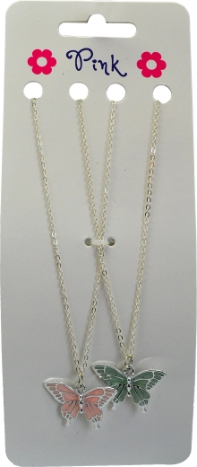 Dziecięcy naszyjnik z metalowym motylkiem – zestaw 2 szt.