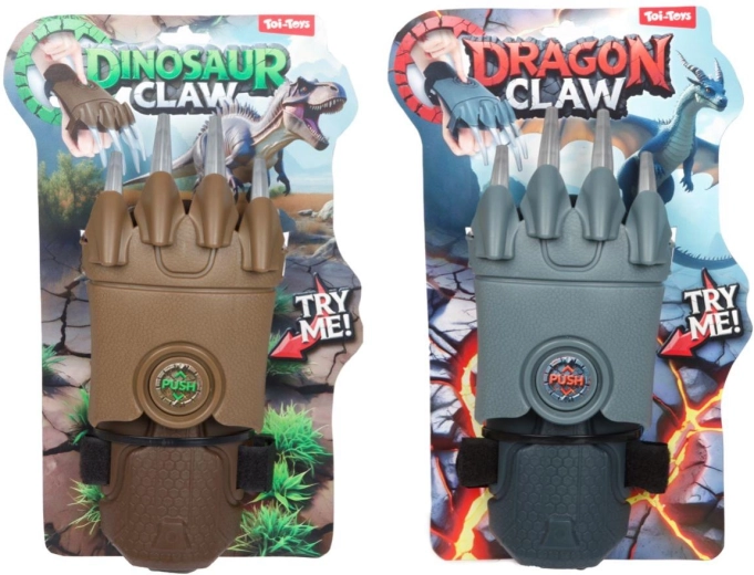 Wysuwane pazury smok/dinozaur plastikowe 11 × 29 cm, 2 kolory