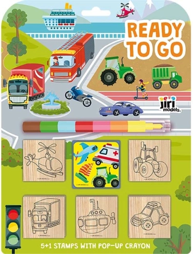 Stempelki 5+1 z kredką woskową Transport