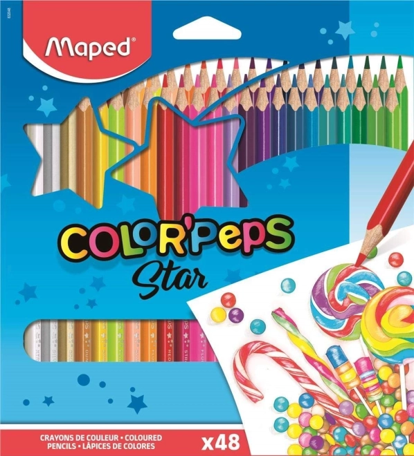Trójkątne kredki MAPED Color'Peps, zestaw 48 kolorów