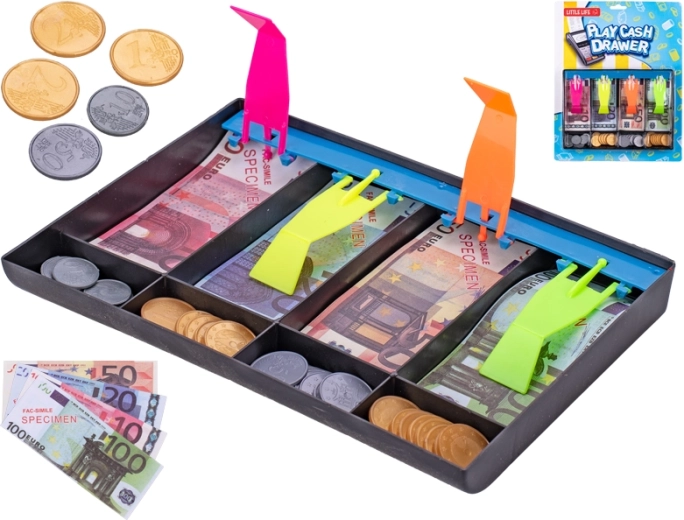 Dziecięca kasa z banknotami i monetami 20 × 14,5 cm