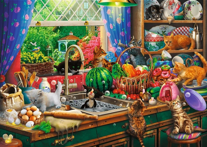 TREFL Puzzle Premium Plus: Herbatka z rozbrykanymi kociętami 1000 elementów