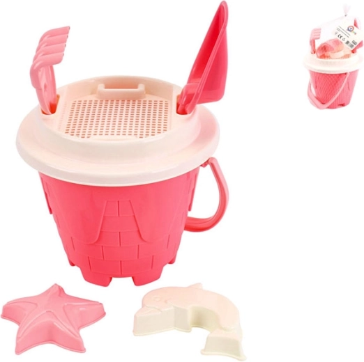 Różowy zestaw do piasku z wiaderkiem 18 × 26 cm