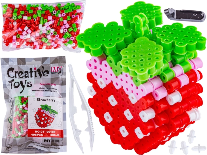 3D koraliki do prasowania – szablon truskawka (owoce) w woreczku