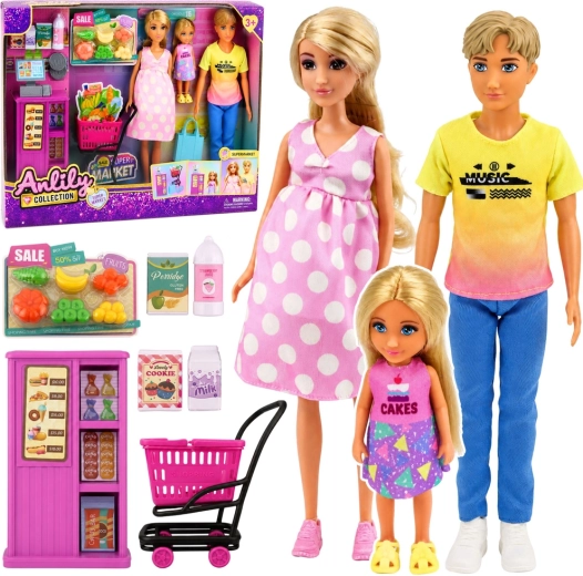 Anlily rodzina w supermarkecie – zestaw 3 lalek z akcesoriami