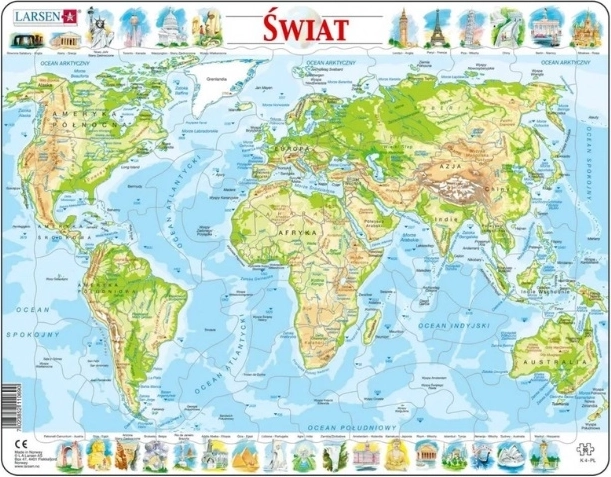 Larsen fizyczna mapa świata