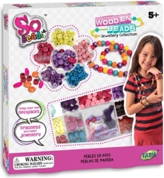 Zestaw koralików drewnianych