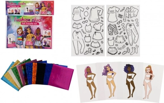 Kreatywny zestaw projektantki mody z foliowymi obrazkami