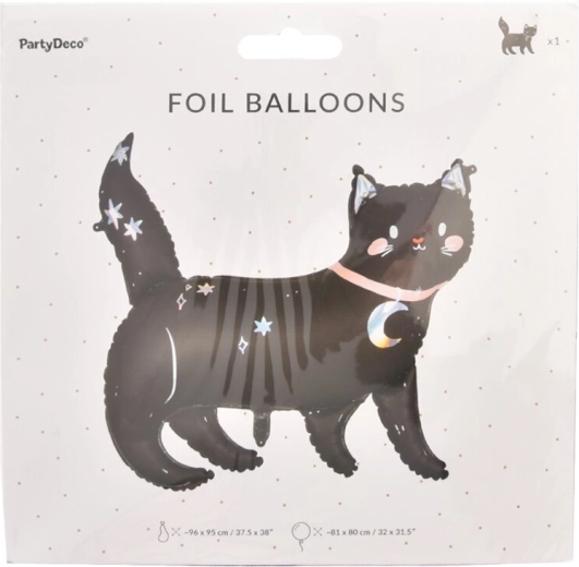 Foliowy balon czarny kot 96 × 95 cm